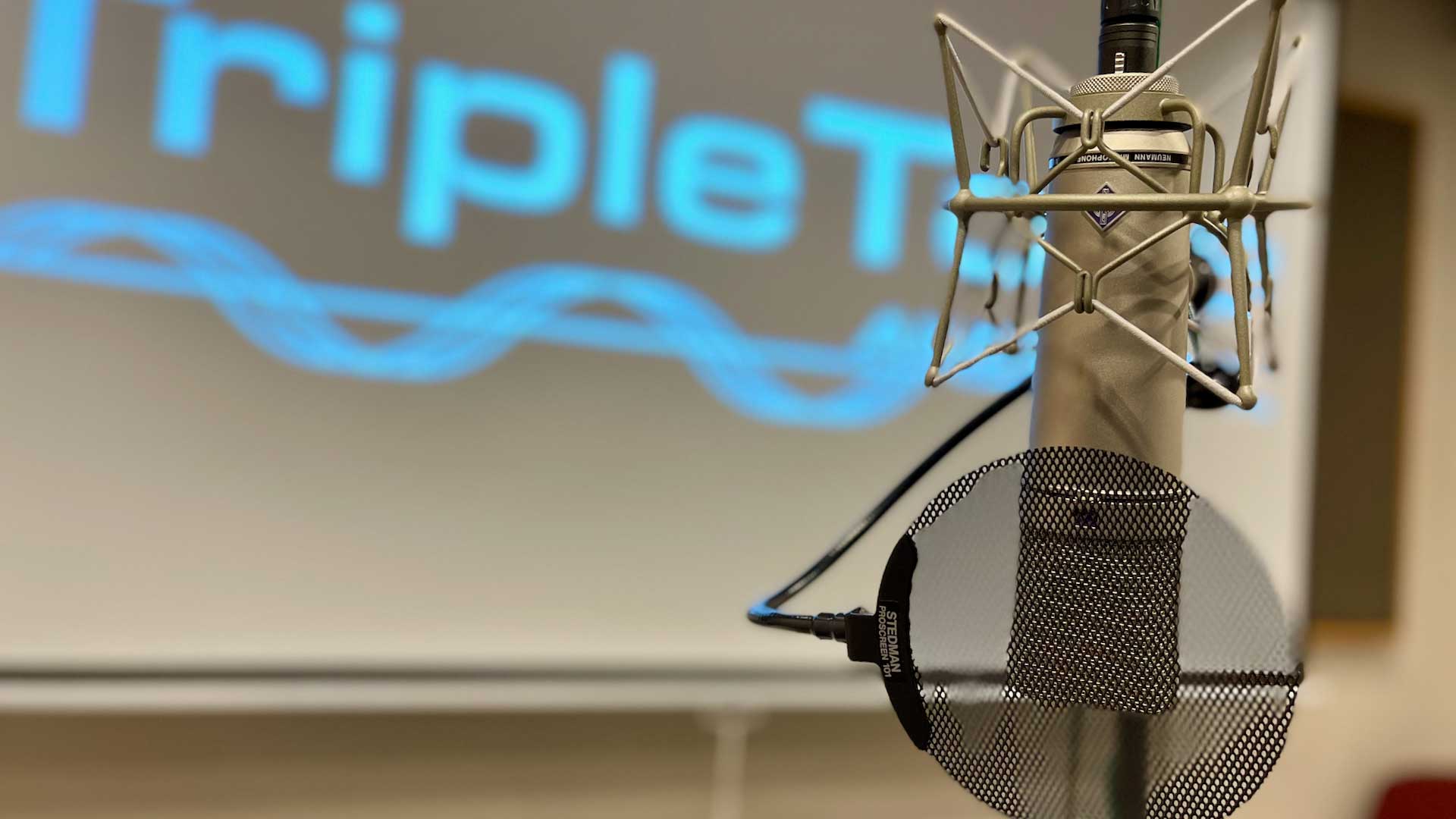 ADR Stage empty showing a microphone used for recording audio post production